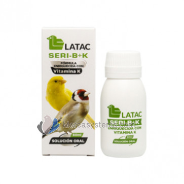 Latac Seri-B+K 60ml (Formule enrichie en vitamine K pour les situations d'élevage et de stress). Pour les oiseaux