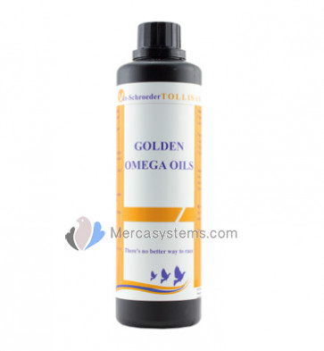 Tollisan Golden Omega Huiles 500ml, (huiles mélange enrichi avec de la lécithine, vitamine AD3E, oméga-3 et oméga-6 acides gras) Pour Pigeons